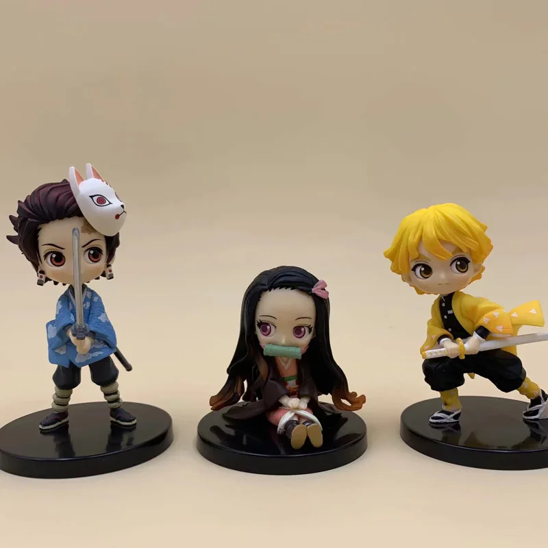 10 см 3 шт./лот японское аниме Demon Slayer Kimetsu no Yaiba фигурка Kamado Tanjirou Nezuko ПВХ воина