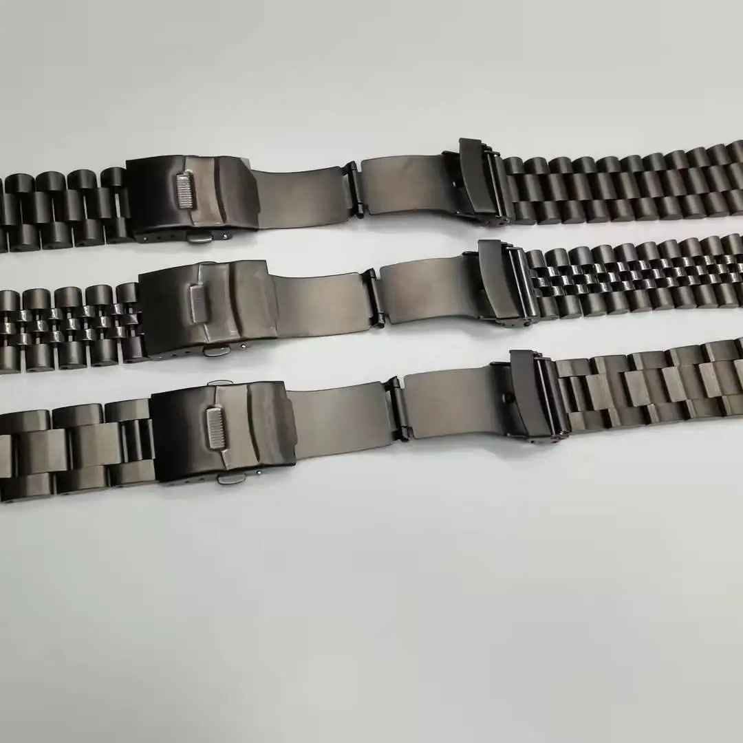 316L Stainless Steel Watch Accessories 18mm 20mm 22mm 24mm Black Straight End Watch Band Strap Bracelet Fit For All Watches