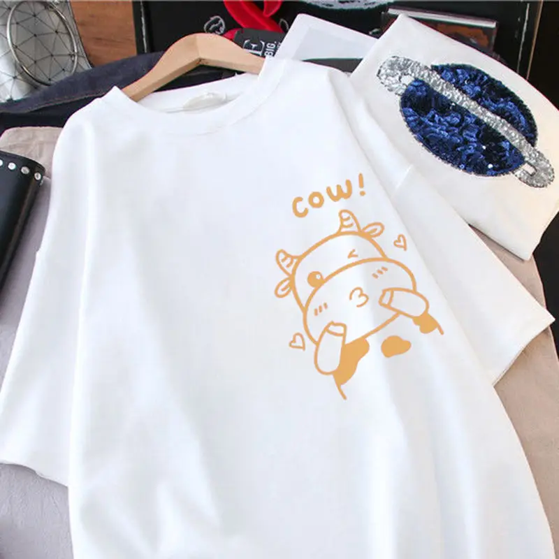 

Lovers Wear Mid-length Short-sleeved Tops 2021 Spring Summer New Korean Version Loose Plus Size T-shirt for Women