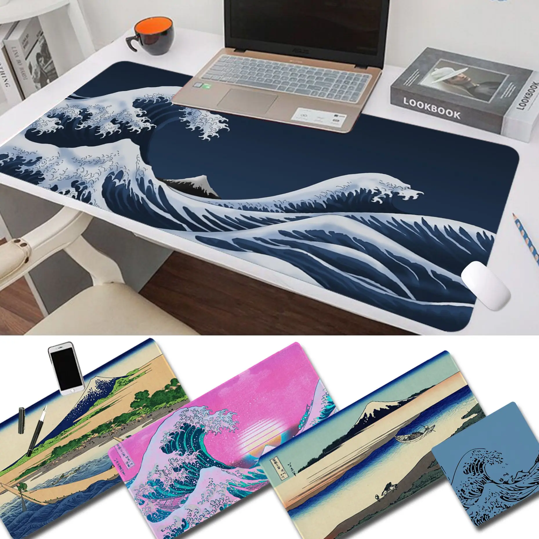 

YNDFCNB Japanese wave Art Rubber Mouse Durable Desktop Mousepad Size for for Cs Go LOL Game Player PC Computer Laptop