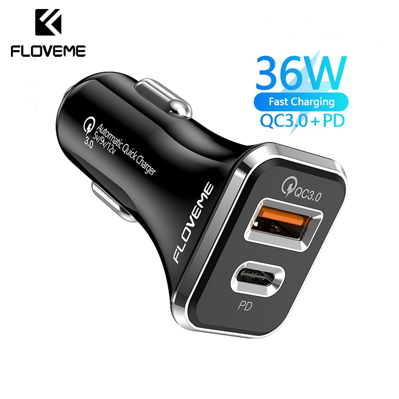 Автомобильное зарядное устройство FlOVEME, 36 Вт, 3 а, с поддержкой быстрой зарядки