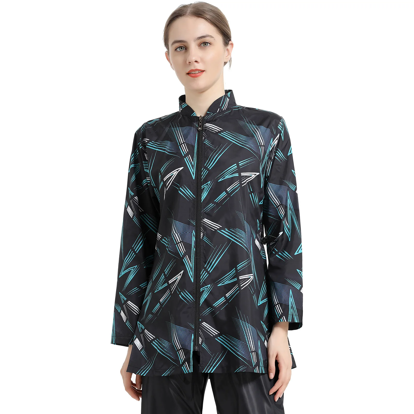 

Digital printed Muslim swimsuit Southeast Asian Hui conservative waist three-piece sportswear swimming suit women