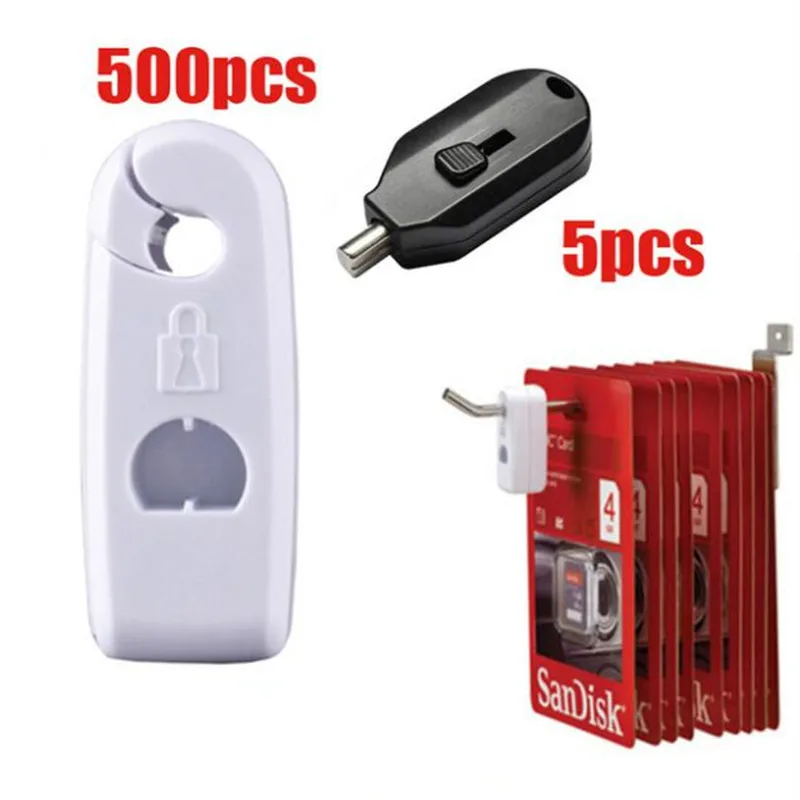 500 Pcs/Pack Retail Shop WallHook Merchandise Security Display Stop Lock With Pore Size 6mm Color White Material ABS And Steel |