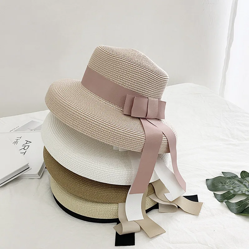 202103-dudu new summer  Hepburn style  Lampshade modeling sweet bowknot leisure lady  paper bucket cap women  fishermen hat