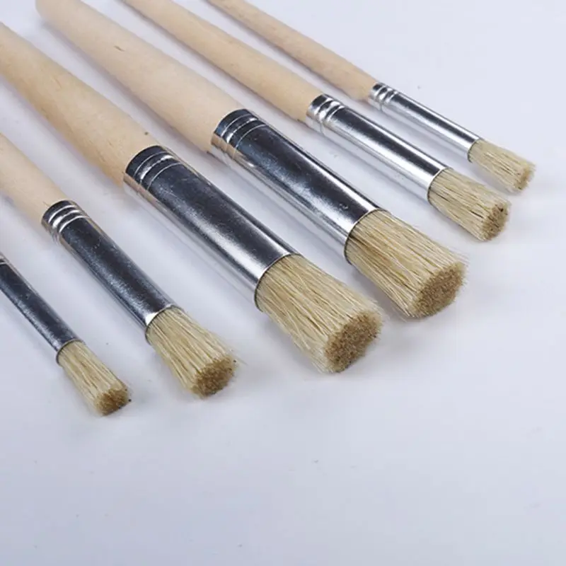 

6pcs/set Watercolor Acrylic Painting Stencil Brush Different Size Wooden Handle 20CB