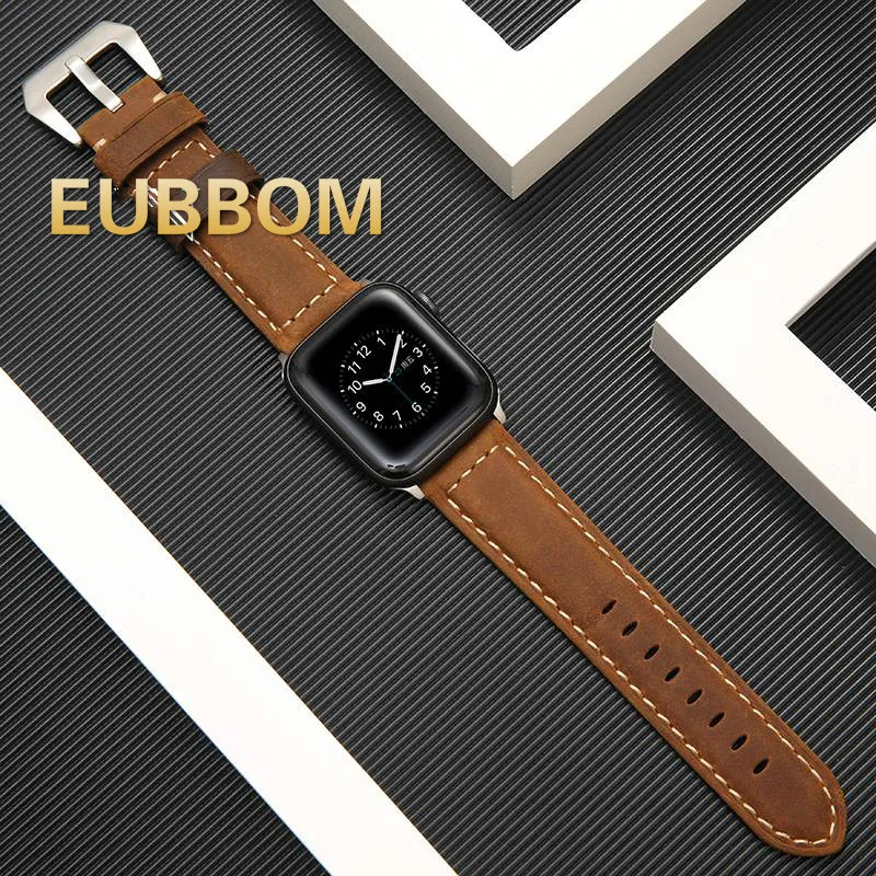

uxury Classic Cuff Bracelet Belt for Apple Watch 42mm 38mm Band Genuine Leather Strap for iWatch 40mm 44mm Band Series 6 5 4 3 2