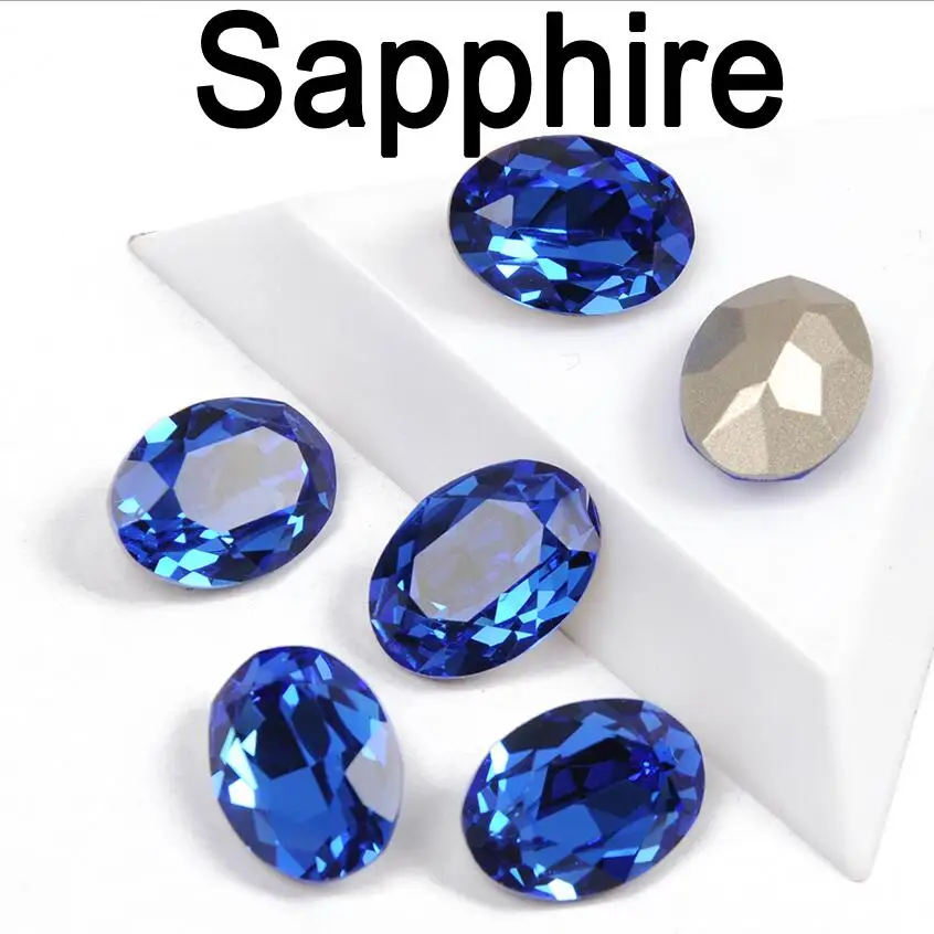 Sapphire CTPA3bI Красочный Кристалл для нашивки Стразы с когтями стекло материал страз овальной формы швейная одежда Свадебный вечерний чехол для одежды - Цвет: Sapphire