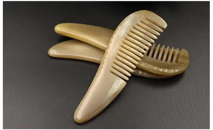 straight hair comb Hairbrush For Girl Natural Anti Static Buffalo Horn Art Comb Hair Care Massage Brush Wide Teeth Straight