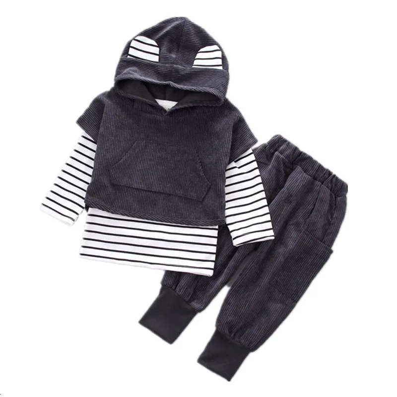 Весенне осенний Детский костюм повседневная майка для маленьких мальчиков и