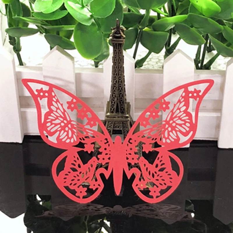 50 шт. бабочка Лазерная резка бокал для вина бумажные карты Эскорт место чашки DIY