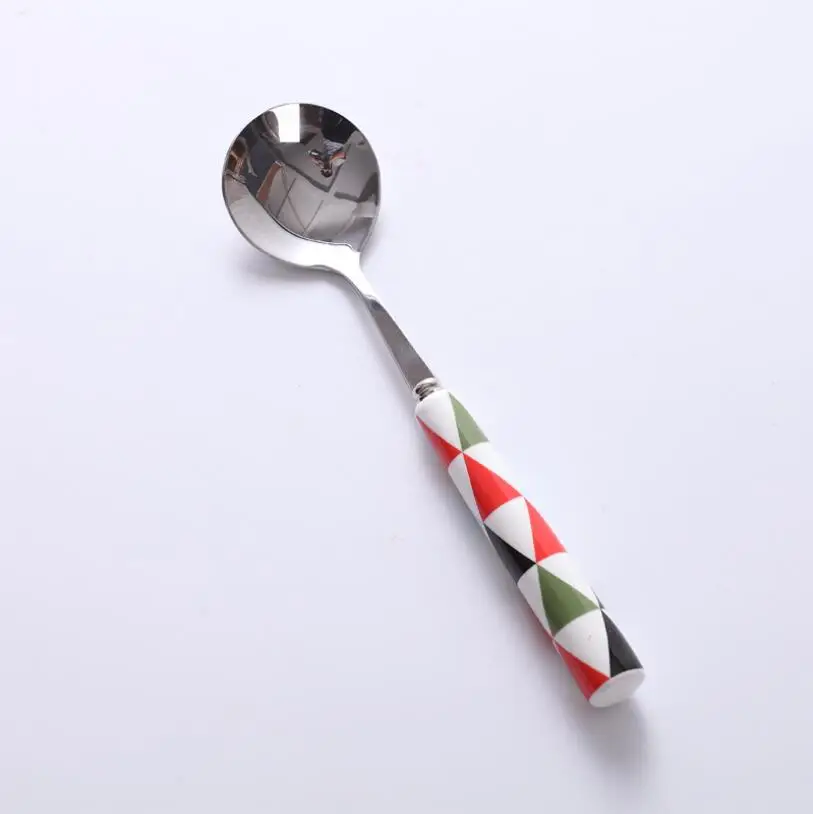 Вилка из нержавеющей стали с керамической ручкой скандинавский стиль