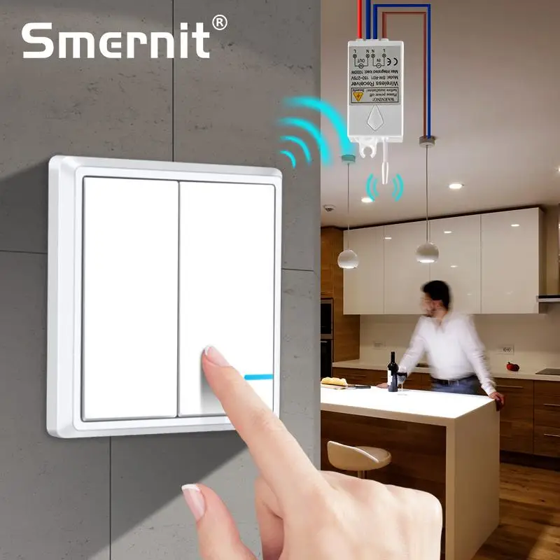 Wireless Light Switch Waterproof Remote Light Switches - No Wiring Quick Create Remote Control Ceiling Lamps LED Bulbs