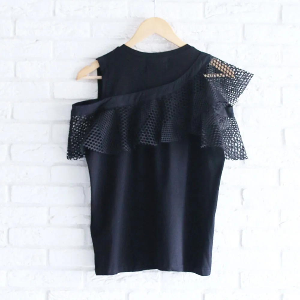 Блузка женская с открытыми плечами милая Асимметричная рубашка в Корейском