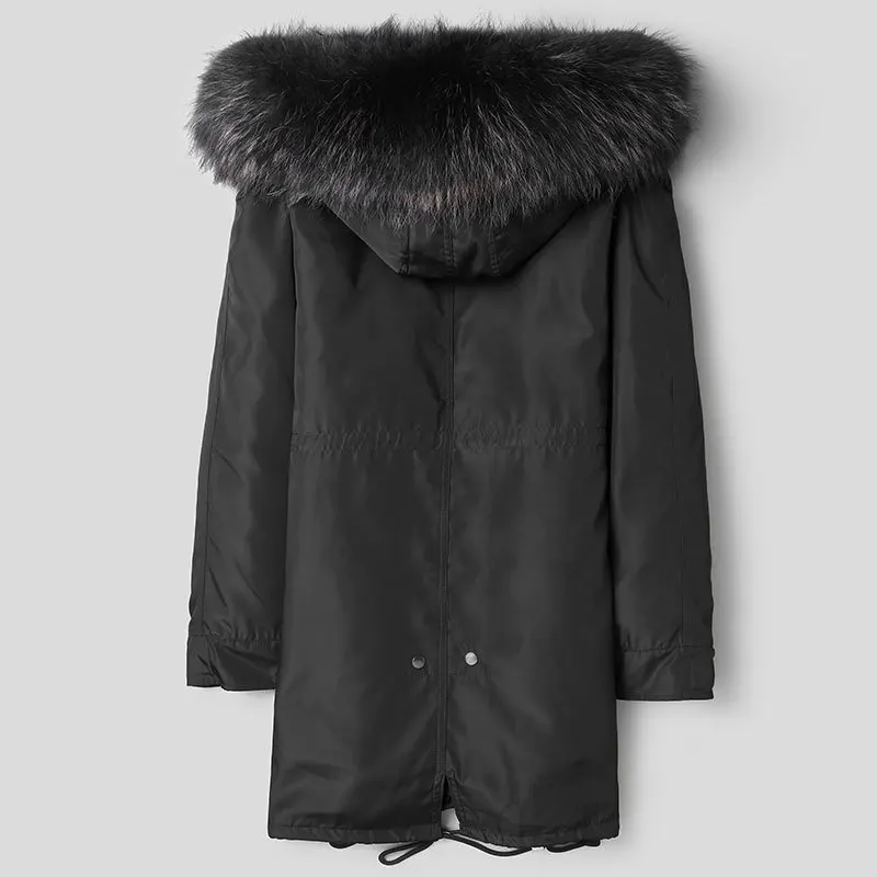 Зимняя куртка Мужская парка пальто с натуральным мехом одежда теплая подкладкой