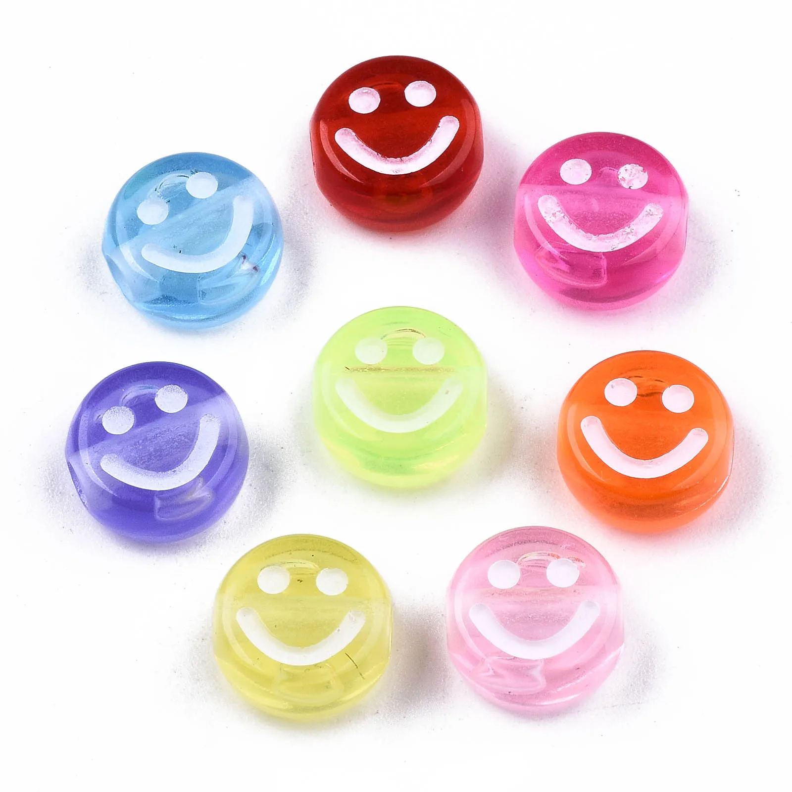 

500g Transparent Acrylic Beads Smiling Face Mixed Color Beads For DIY Jewelry Making 10x5mm, Hole: 2mm; about 1500pcs