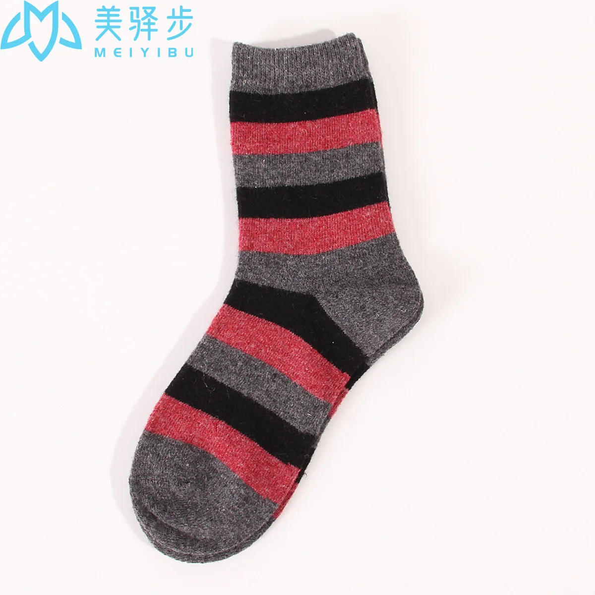 Thick Stripes Winter Warm Female Wool Socks 12 PAIRS PER SET