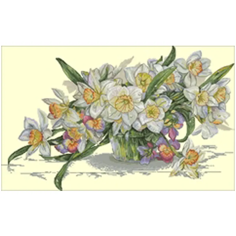 

Daffodils in a glass bottle Counted Cross Stitch 11CT 14CT DIY Chinese Cross Stitch Kits Embroidery Needlework Sets