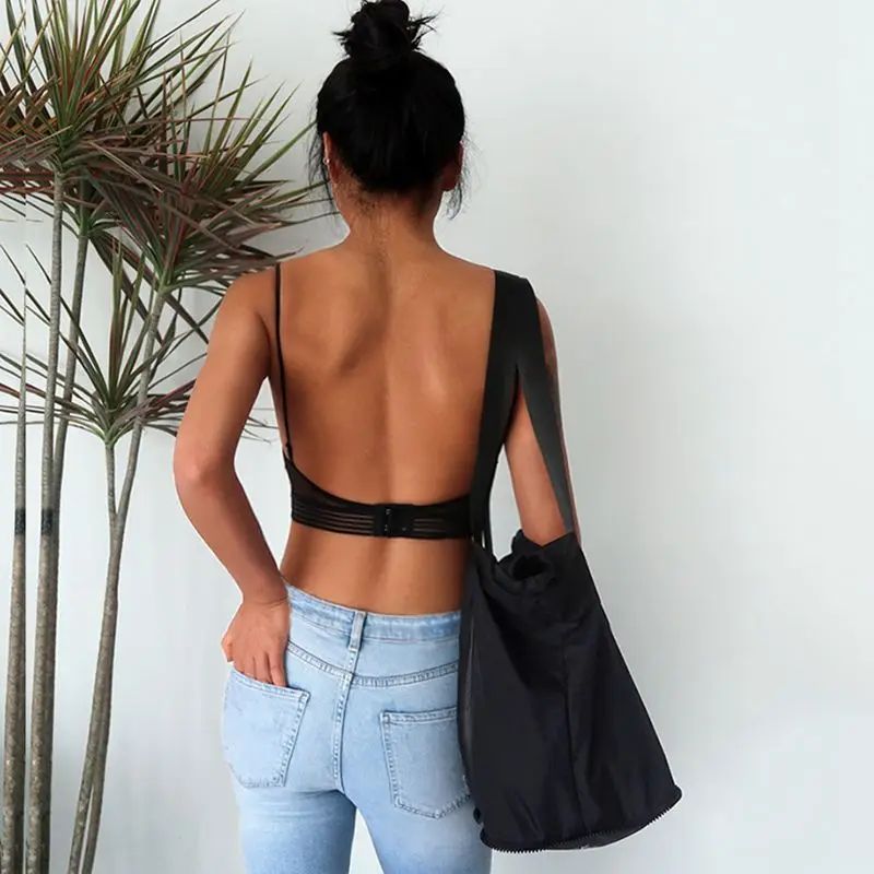 Кружевной U-образный бюстгальтер с большой открытой спиной тонкая чашка не