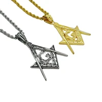 mystery oranization freemasonry symbol pendant necklace 316l stainless steel wisdom masonic lodge necklace jewelry