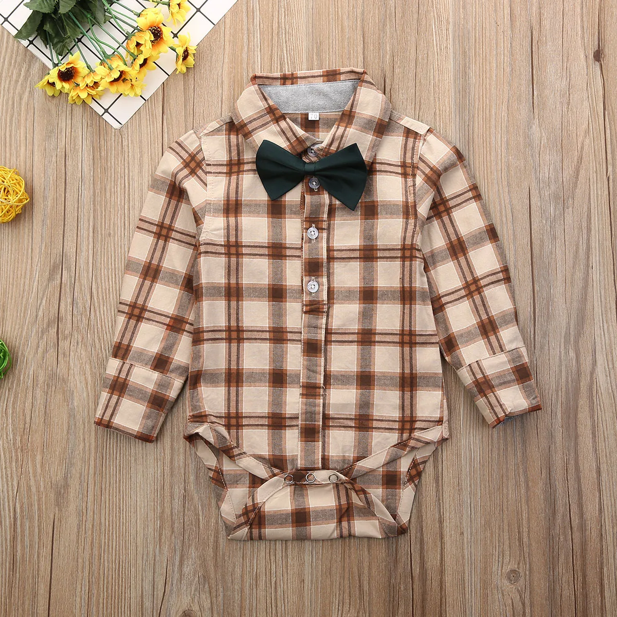 Боди для маленьких мальчиков Официальный комбинезон в клетку с мультяшным