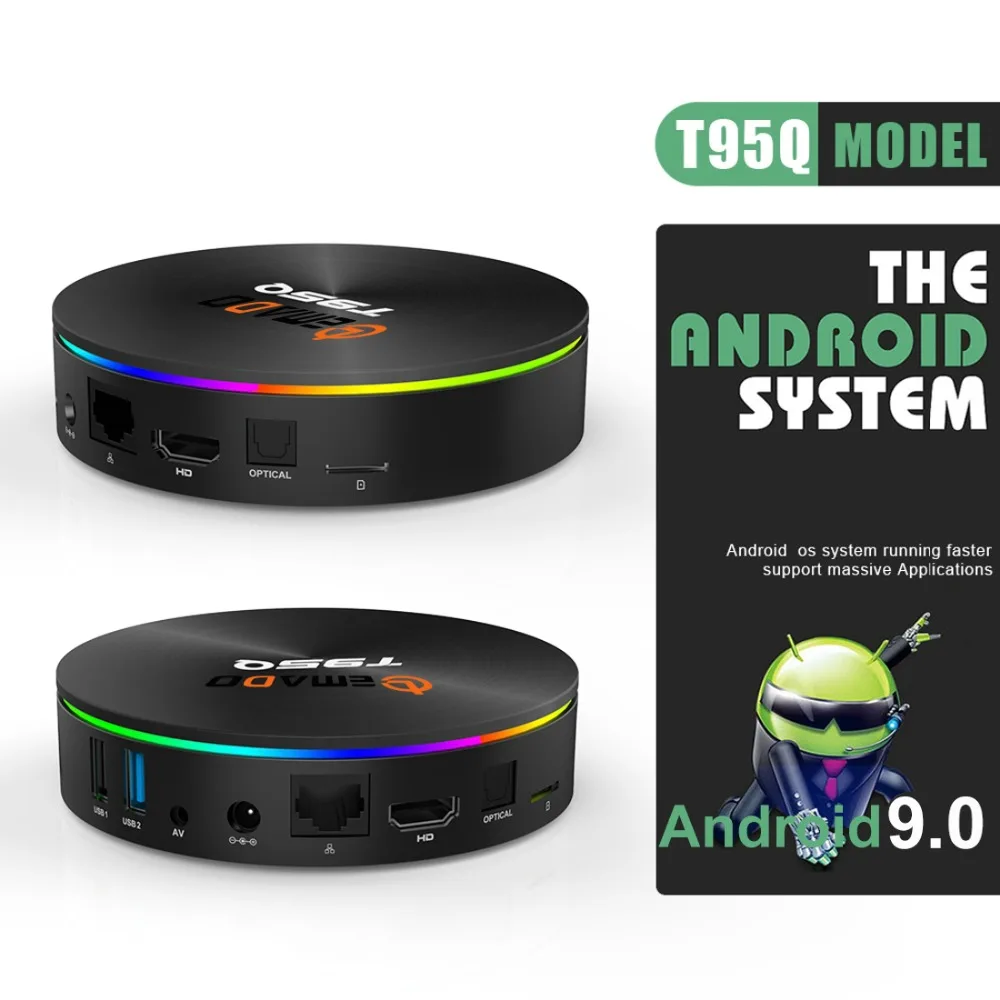 Lemado T95Q ТВ приставка Android 9,0 S905X2 4 Гб ОЗУ 64 Гб ПЗУ поддержка 4K 2,4G+ 5,8G двойной wifi Bluetooth 4,1 Смарт ТВ приставка Android