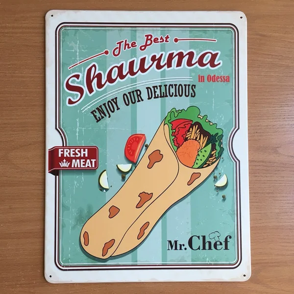 

Vintage Style Shaurma Restaurant Tin Sign Metal Sign Metal Poster Metal Decor Metal Painting Wall Sticker Wall Sign Wall Decor