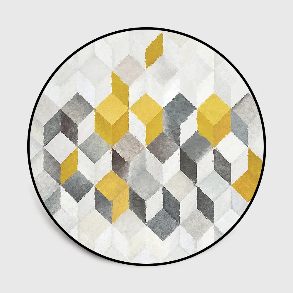 

Fashion Simple Nordic Abstract Geometric Flower Orange Blue Round Bedroom Living Room Carpet Mat