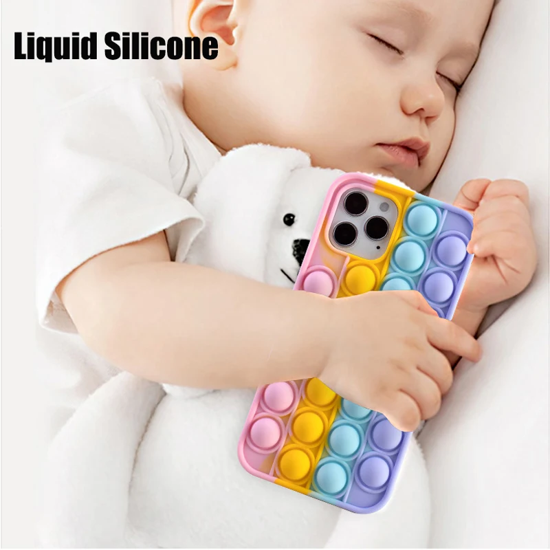 

New for iPhone Xr Bubble Case For iPhone 12 11 13 Pro Max Mini 7 8 XS XR SE Cover Reliver Stress Fidget Toys Push Bubble