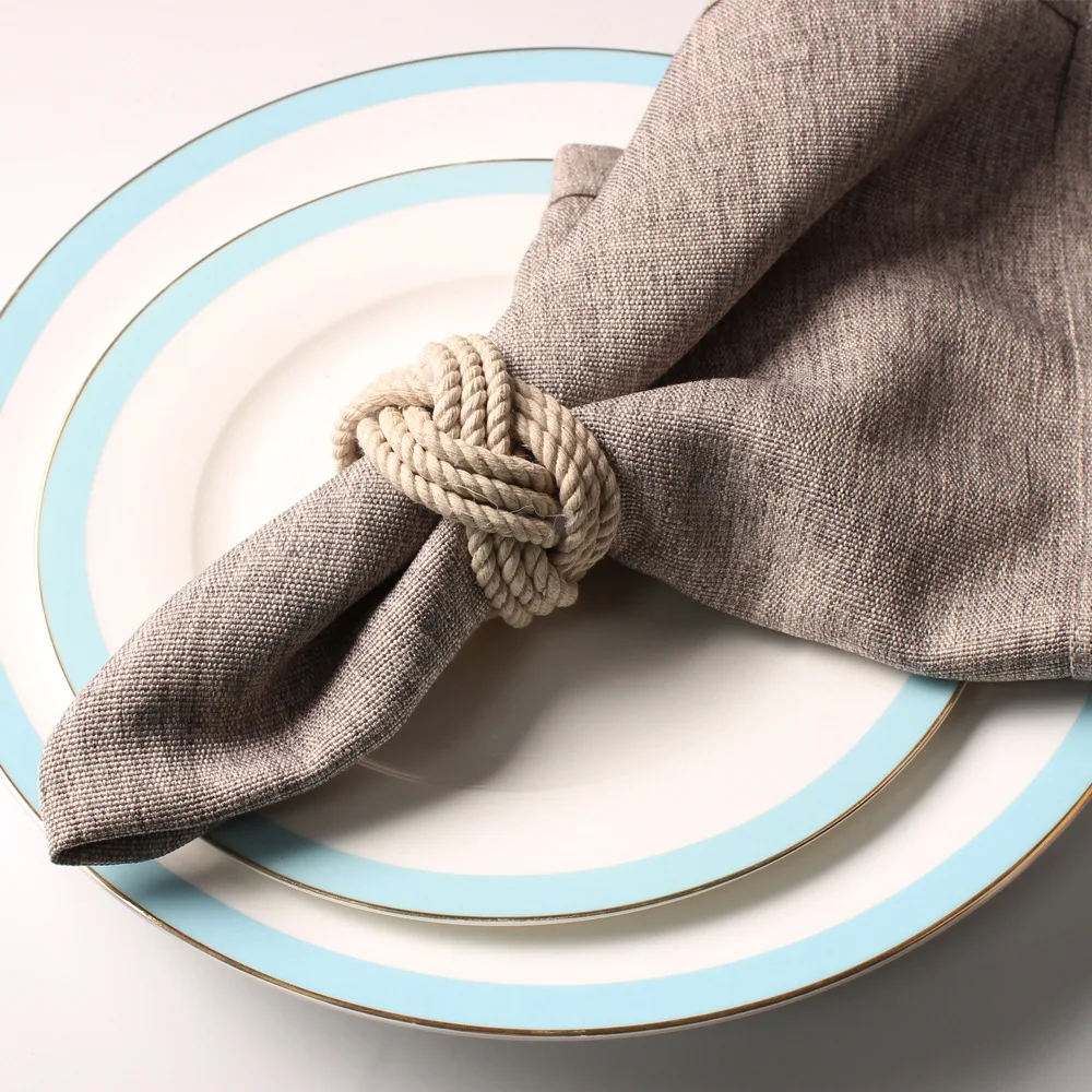 Natural Jute Napkin Ring Rope Woven Buckle Linen Party Dinner Christmas Table Decoration | Дом и сад