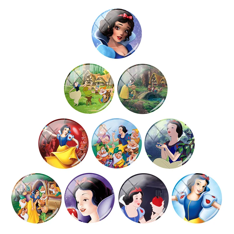 

Disney animation Snow White pattern cute 12mm/15mm/16mm/18mm/20mm photo glass cabochon dome flat back decoration girl