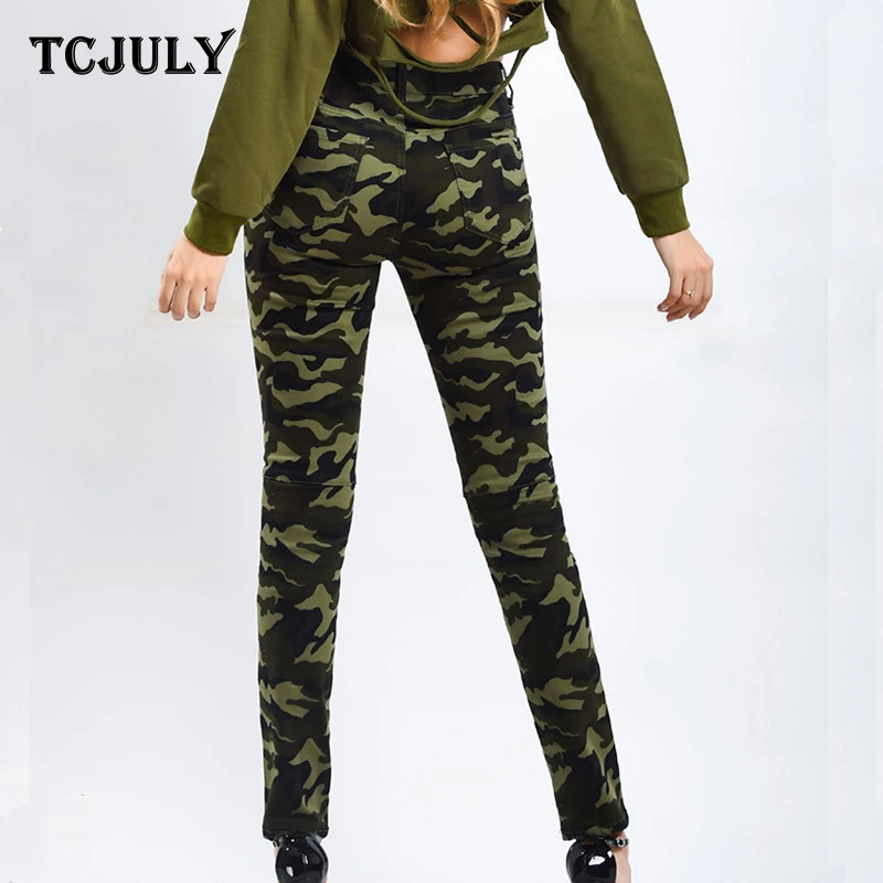 TCJULY новые стильные хлопковые камуфляжные женские джинсы Лоскутные обтягивающие