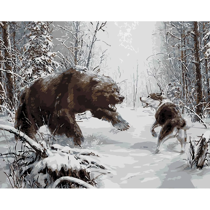 

GATYZTORY Zero Basis Adults Children HandPainted Bears Animals Oil Painting DIY Painting By Numbers Wall Decor Gift