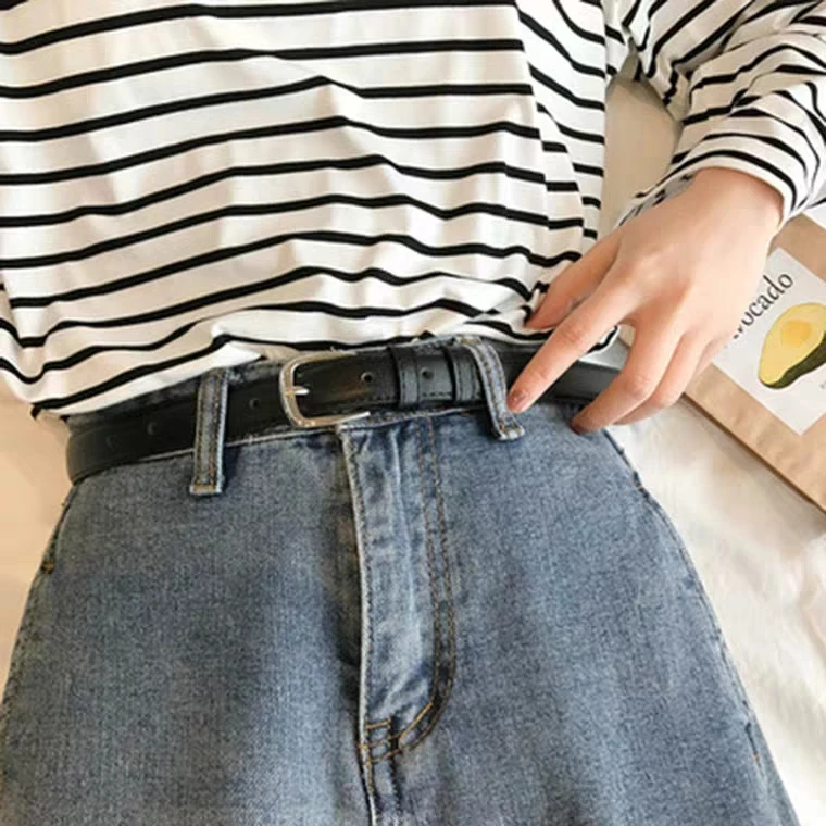 Женский ремень из искусственной кожи черный с металлической пряжкой в античном