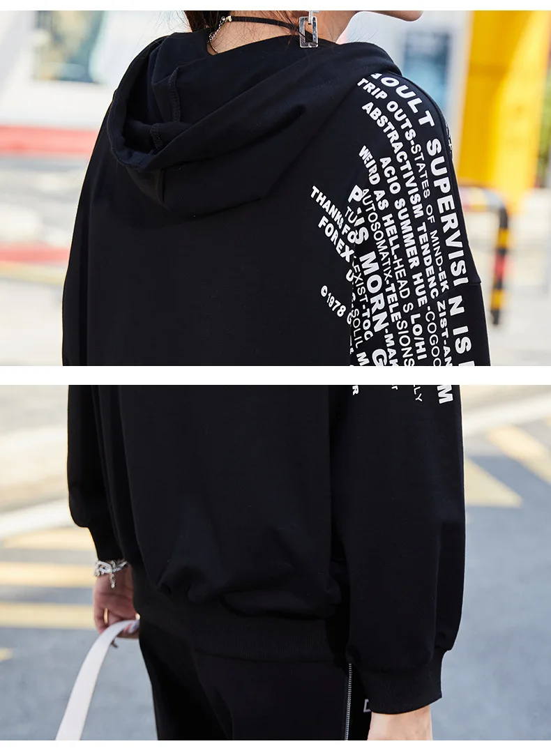 

Vefadisa Plus Size Letter Print Women Sweatshirt 2021 Spring Long Sleeve Hooded Coat Women Pullover Sweatshirt Black QYF5055