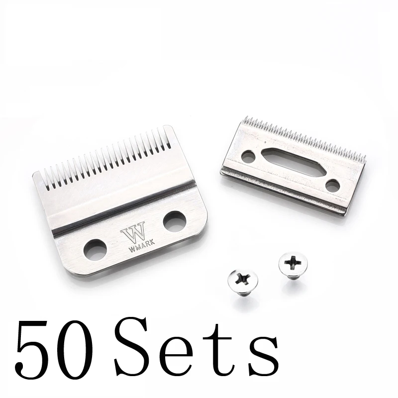 Silver 50 sets WMARK W-2 Профессиональный 2-отверстие клипер лезвия подвижное лезвие с винтовым зажимом Сменное лезвие высокого качества материал - Цвет: Silver 50 sets