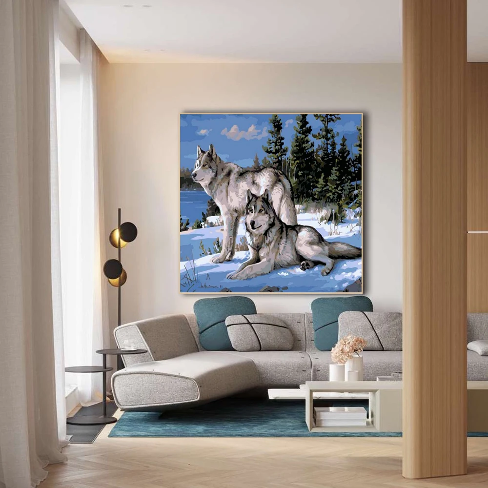 Бескаркасная картина маслом с изображением животных DIY Набор для рисования по