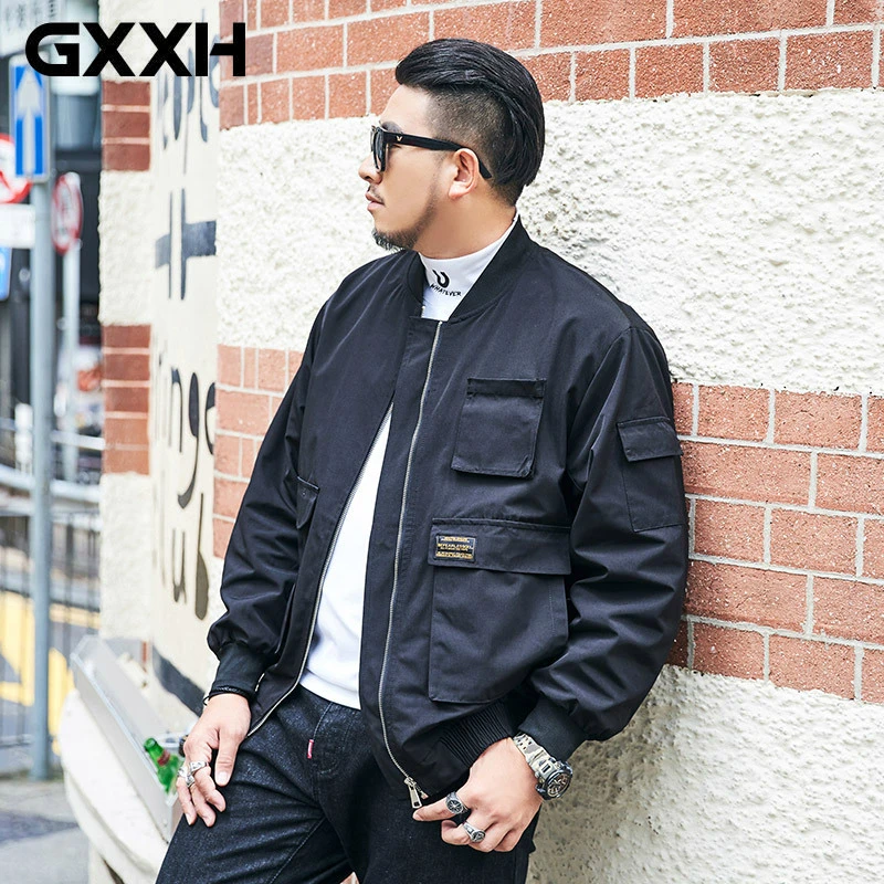 GXXH размера плюс мужские уличные куртки большого 6XL 7XL 8XL свободные на молнии