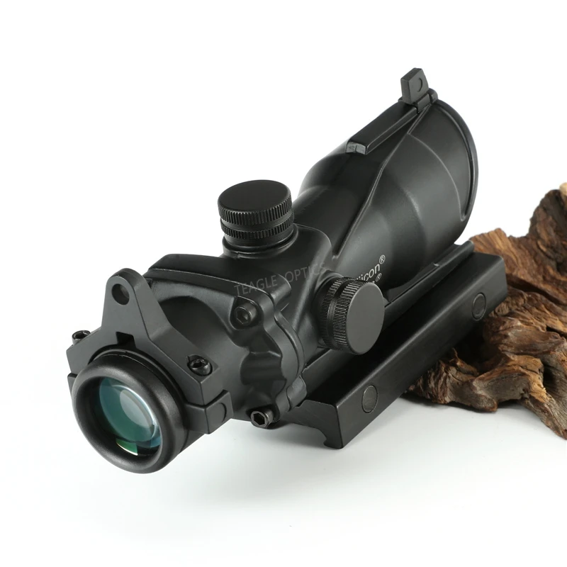Охотничий Прицел ACOG 4X32 настоящий волоконный оптика красный освещенный точечный элемент шеврон стекло сетка тактический оптический прицел