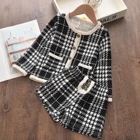 girls spring autumn clothing sets fashion plaid outfits kids casual clothes top coat and pants 2pcs costumes suit clothing 2 6y