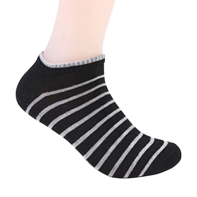 Носки мужские тонкие в полоску спортивные дышащие хлопковые короткие
