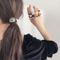 new hair ring rubber band simple color round buckle love pearl all match head rope hair accessory headdress