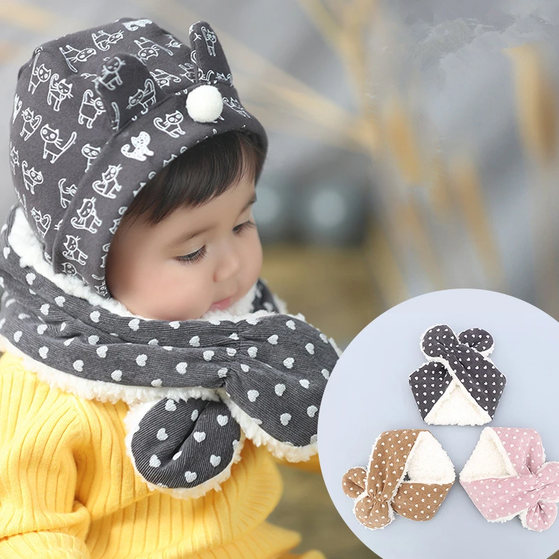 Детский зимний плотный вельветовый шарф с шерстяным воротником Детские