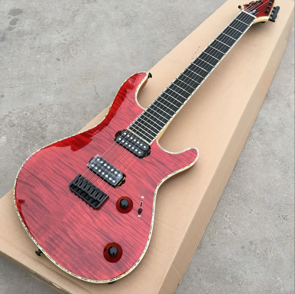 

high quality pickups Red color Tiger Flame top electric gitaar,Ebony fingerboard,customization guitarra