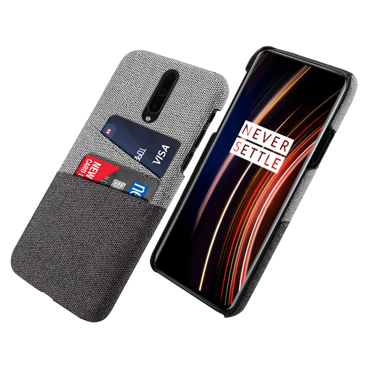 For OnePlus 7T Pro Case Slim Back Hard PC Fabric Protective Cloth Cover 1+7T One Plus Card Slot Wallet | Мобильные телефоны и