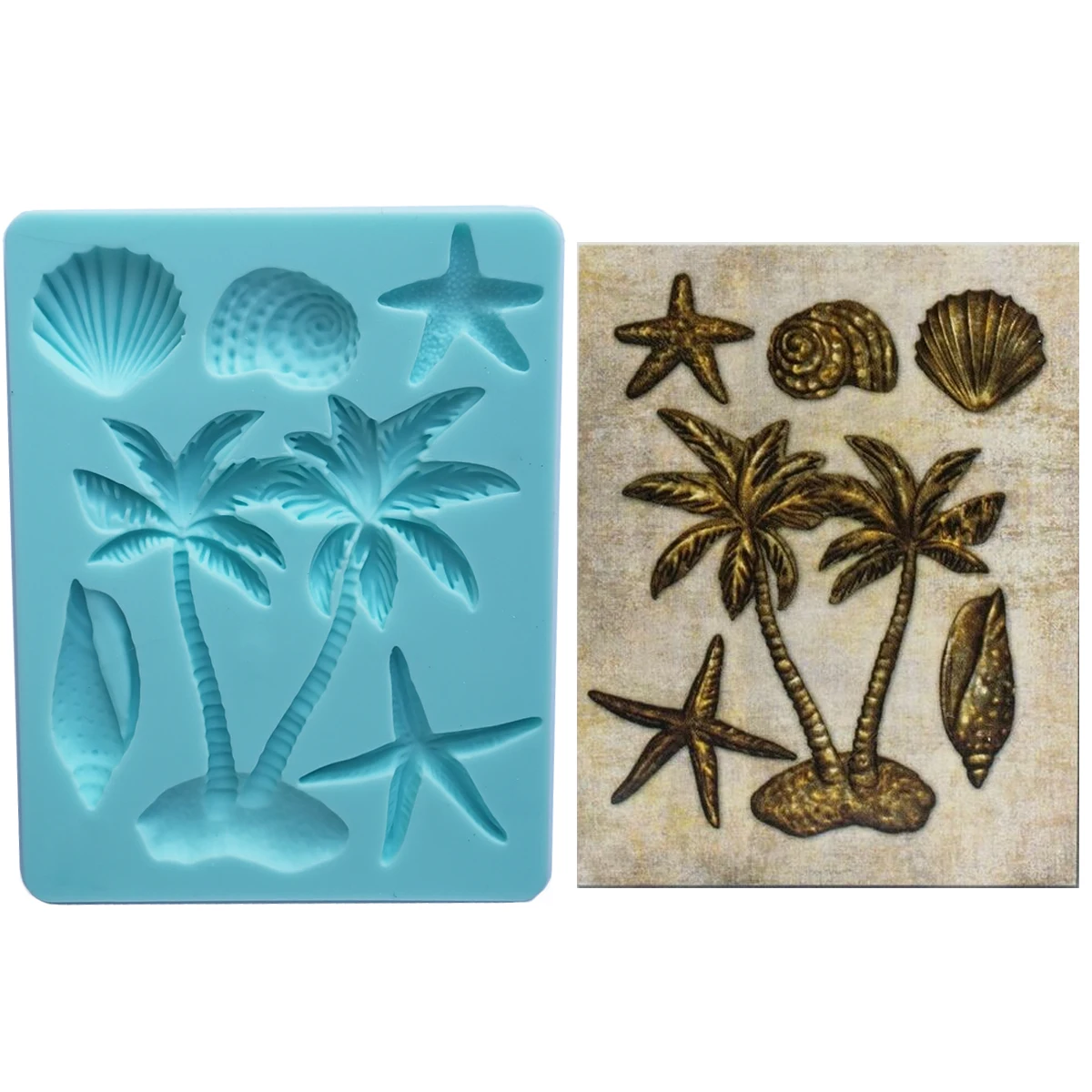 

Surfboard Beach Coconut Tree,Conch Silicone Mold Fondant Cake Decoration Mold Sugarcraft Chocolate Baking Tool For Cake Gumpaste