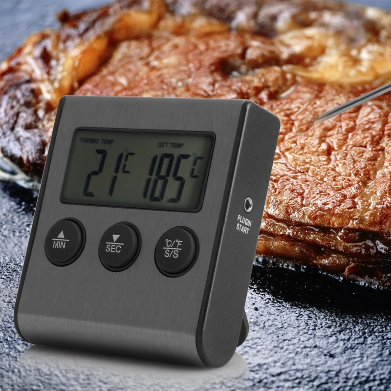 

Digital LCD Thermometer Timer Gauge BBQ Meat Grill Kitchen Oven Food Cooking 203C