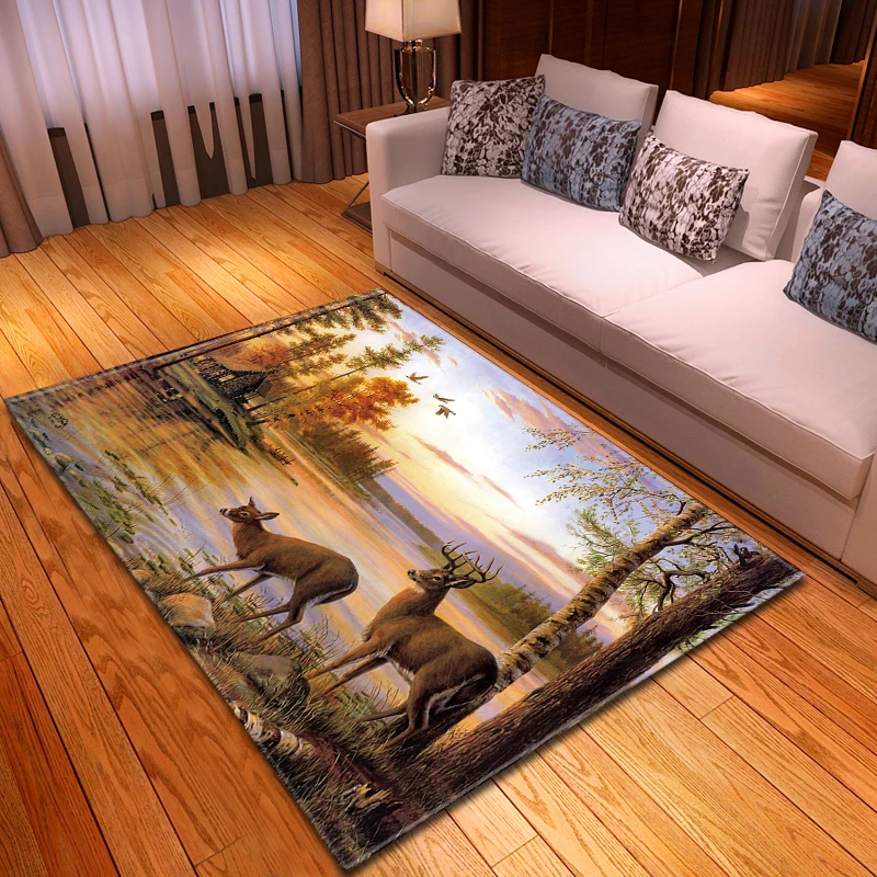

Shoebox Floor Mat Decor Bedside Kitchen Rug Kids Play Carpets 3D Deer Living Room Carpet