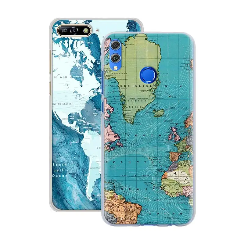 

World map airplane travel Case Cover for Huawei Y5p Y6p Y7p Y8p Y8s Y9s Y6 Y7 Y9 Honor 10i 10 Lite 20 Pro 9A 8S 9C Hard Cases