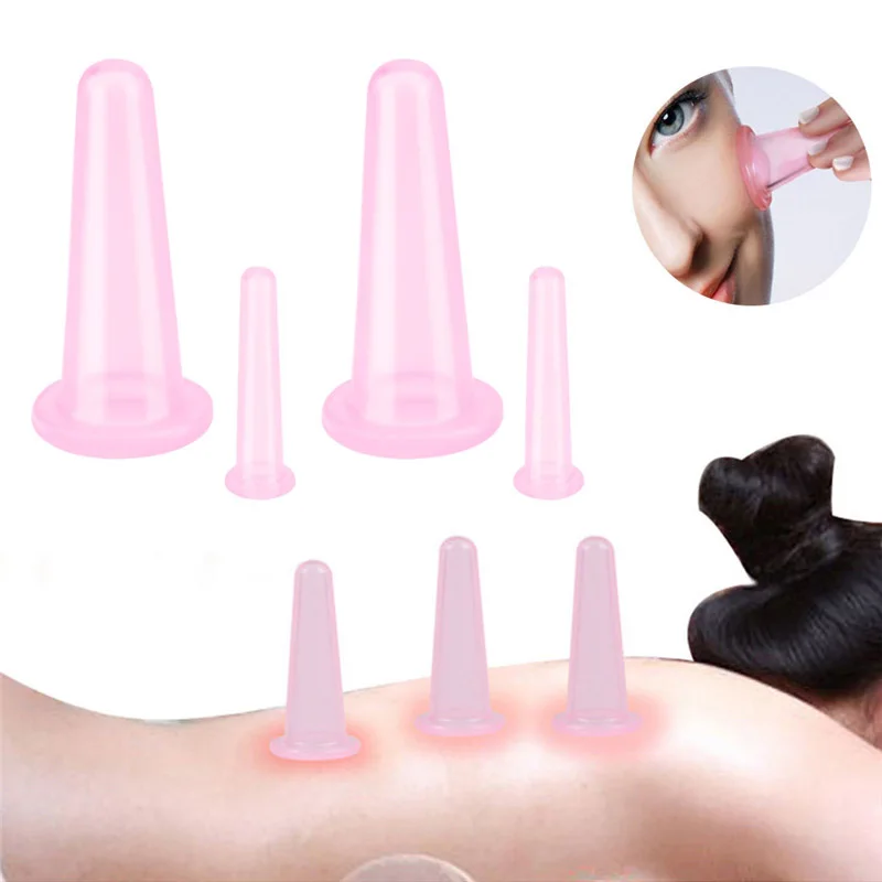 4 шт./компл. силиконовый массажер для лица вакуумных банок вакуумные банки