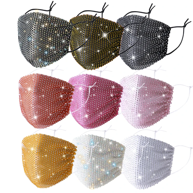2 шт. блестящие стразы маска для лица на Хеллоуин женщин модные эластичные